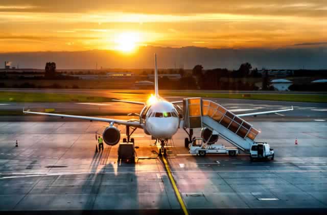 Airplane near the terminal